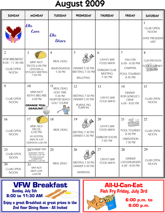 August Peal Calendar