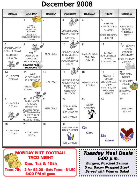 December Peal Calendar