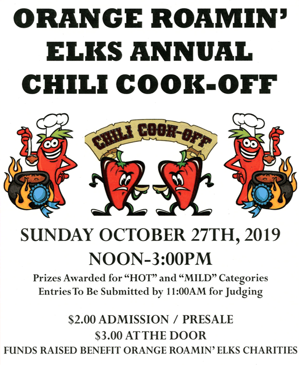 View this event on the Lodge Message Board! Annual Chili Cook-Off